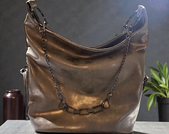 Slouchy Silver gray vegan leather. Ora Rosa Pattern