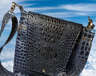 Midnight Blue Croc Faux Leather Crossbody/Shoulder/Handbag