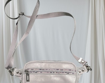 Silver faux leather cross body or sling