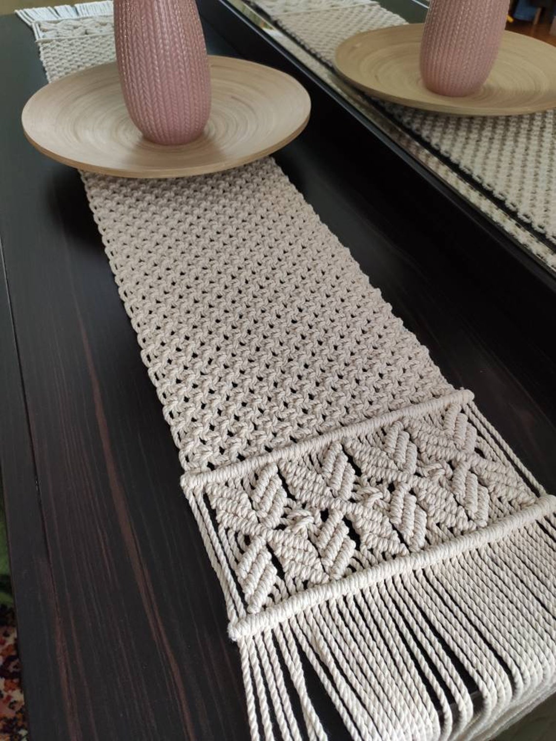 Macrame Table Runner White Fringed Coffee Table Runner Home Etsy