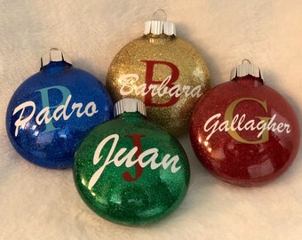 Personalized Christmas Disc Ornaments,Family Name Ornaments, Gifts Ornaments, Kids Ornaments,Glitter Ornaments,Personalized Custom Ornaments