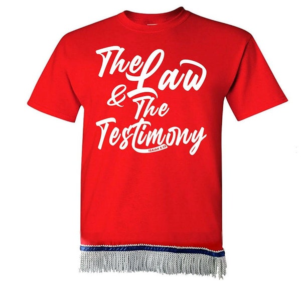 Hebrew Israelite T Shirt with Fringes, The Law & The Testimony Shirt - 12 Tribes Garment Scripture Clothing