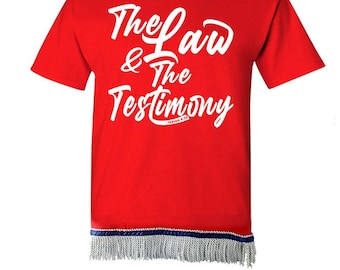Hebrew Israelite T Shirt with Fringes, The Law & The Testimony Shirt - 12 Tribes Garment Scripture Clothing