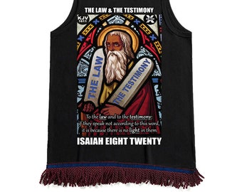Hebrew Israelite tank Top with Fringes, Black Moses, The Law & The Testimony, X Nation Brand - 12 Tribes Garments