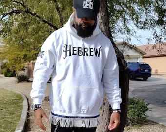 Hebrew Israelite Hoodie with Fringes - Hebrew - 12 Tribes of Israel Scripture Clothing