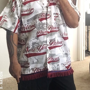 Hebrew Israelite New York Button Down with Burgundy Fringes, X Nation Brand, 12 Tribes Garments