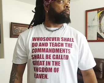 Hebrew Israelite Whosoever T Shirt White with Burgundy Fringes, X Nation, 12 Tribes of Israel, Garments & Streetwear