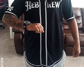 Hebrew Israelite Baseball Jersey Black with White Fringes, X Nation Brand, 12 Tribes Garments