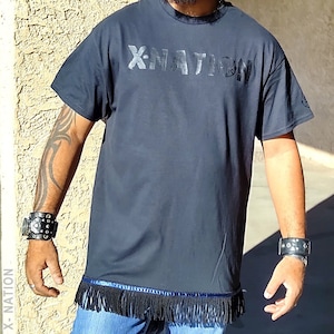 Hebrew Israelite Triple Black T Shirt with Fringes, X Nation Brand, The Definition - 12 Tribes Garments