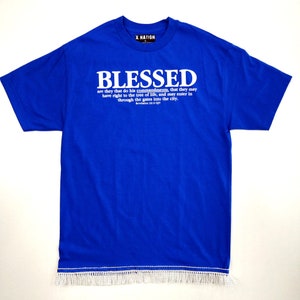Hebreisk israelitisk t-shirt med fransar, välsignad - X Nation Brand - 12 Tribes Garments Blue