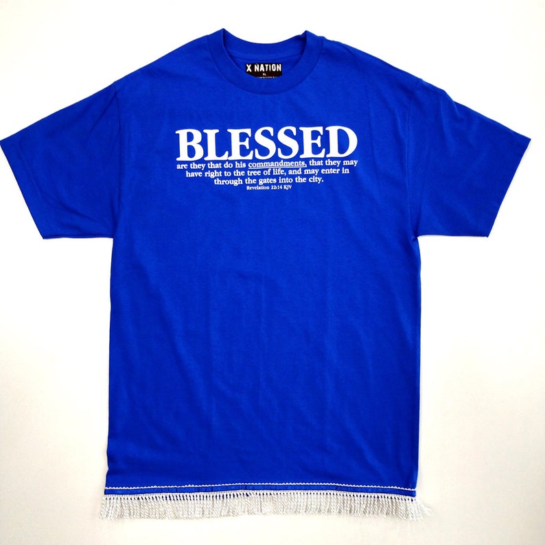 Hebreisk israelitisk t-shirt med fransar, välsignad - X Nation Brand - 12 Tribes Garments Blue