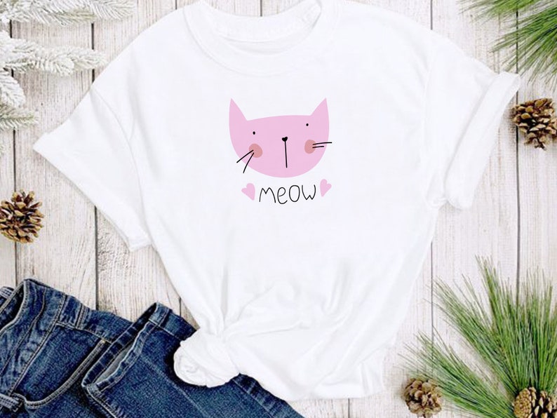 Cute Pink Baby Cat Sublimation PNG MEOW Sublimation Graphics - Etsy