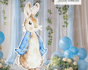 Peter Rabbit Big Decor Cutout, Baby Shower Decor, Birthday Decor, Bunny Party Supplies, Blue Boy Rabbit Prop, Event Rustic Backdrop, PRBSI59