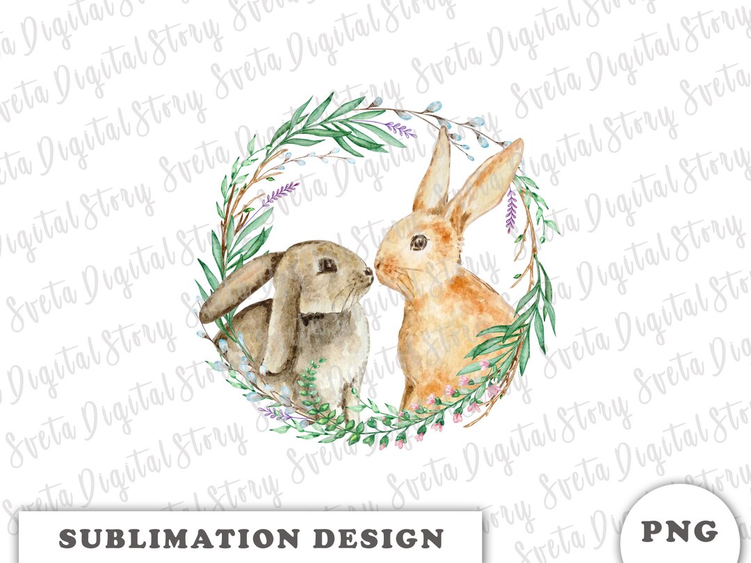 Easter Bunny Clipart Png Cute Rabbit Sublimation Design Png Watercolor ...