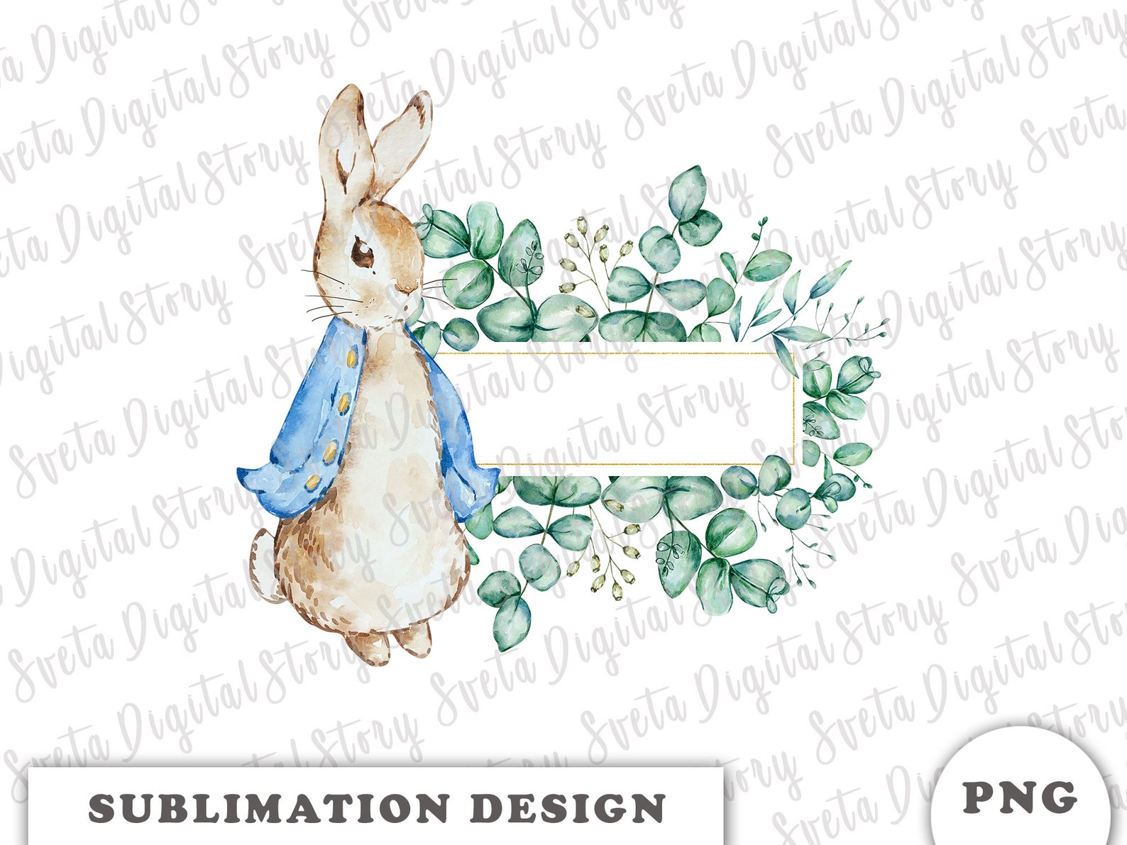 Peter Rabbit Frame PNG Watercolor Peter Rabbit Sublimation Etsy