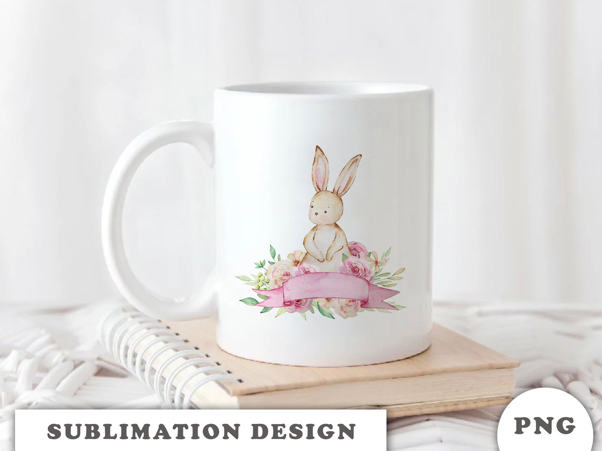 Cute Easter Bunny PNG Watercolor Rabbit Sublimation Design - Etsy
