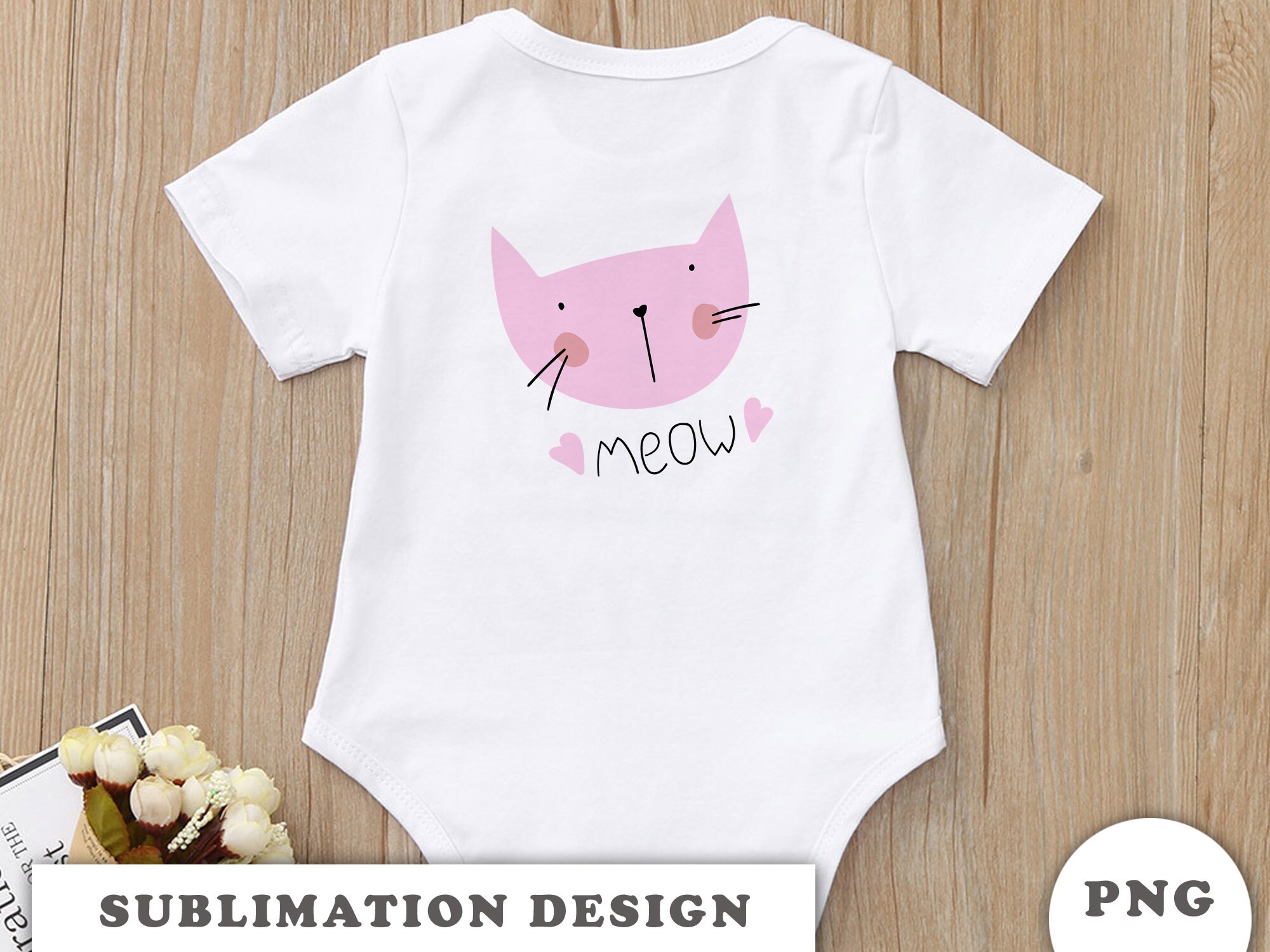 Cute Pink Baby Cat Sublimation PNG MEOW Sublimation Graphics Etsy