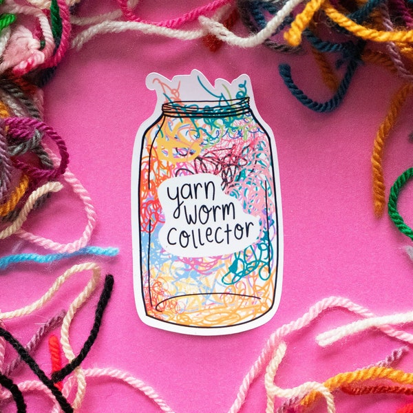 Yarn lover gift, yarn worm collector, crocheter gifts, crochet stickers, crocheting gifts, knitting stickers, yarn stickers, knitters gifts