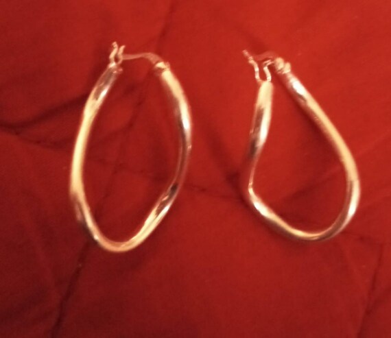 Vintage Sterling Silver Twisted Hoop Earrings - image 2