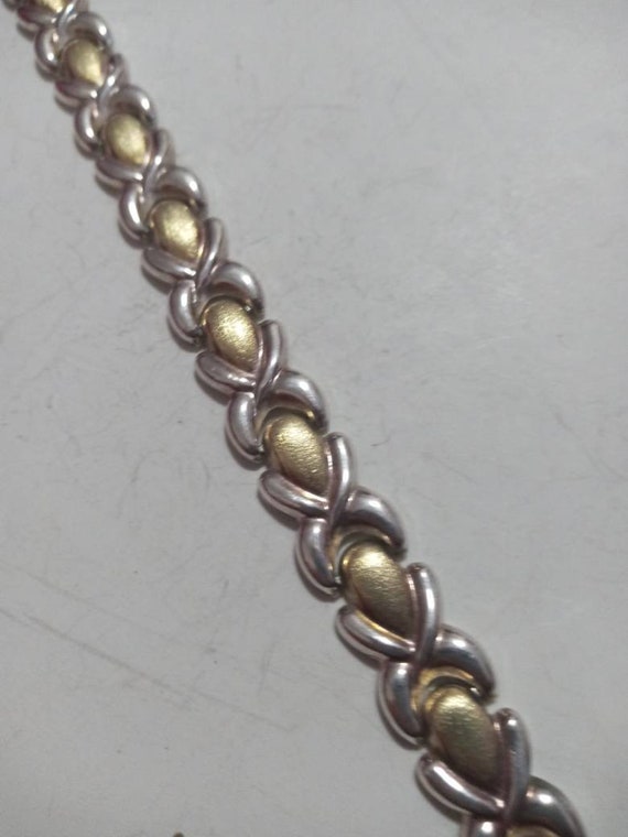 Vintage Sterling Silver Bracelet Two Tone Link