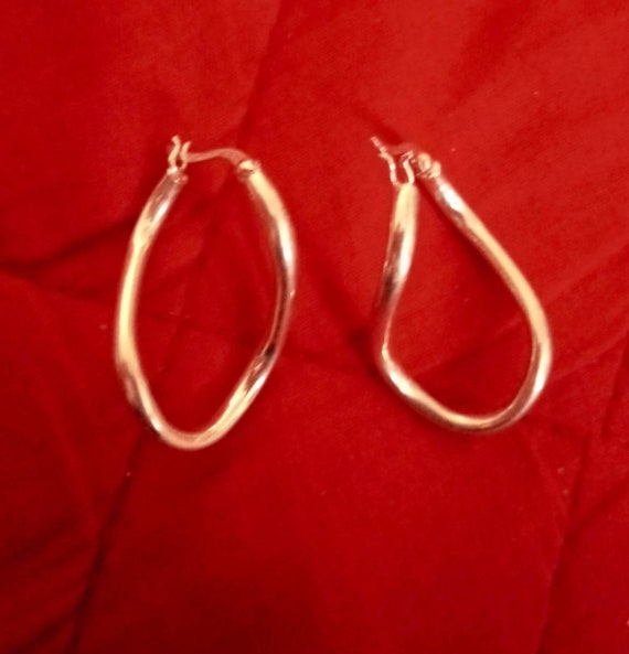 Vintage Sterling Silver Twisted Hoop Earrings - image 1