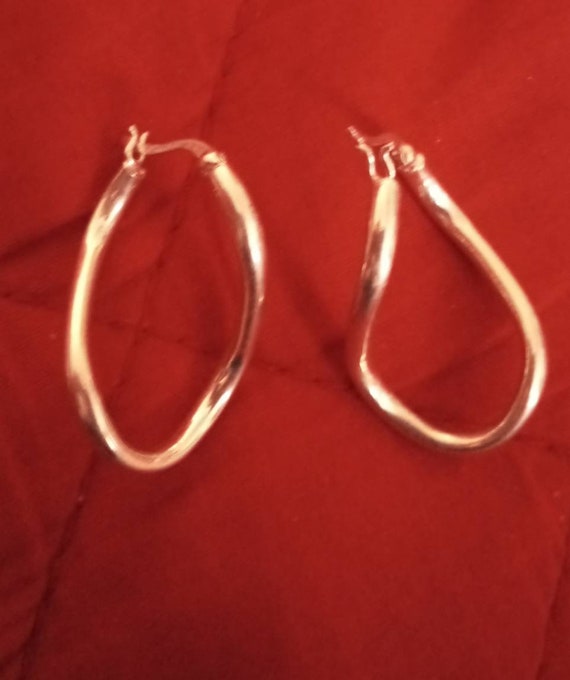 Vintage Sterling Silver Twisted Hoop Earrings - image 3
