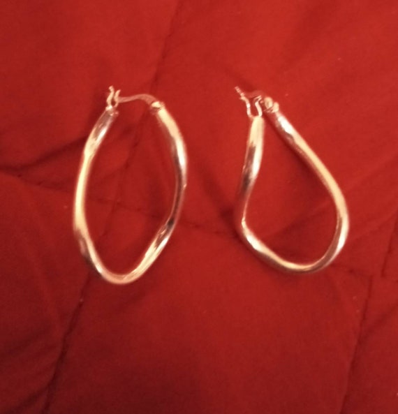 Vintage Sterling Silver Twisted Hoop Earrings - image 4