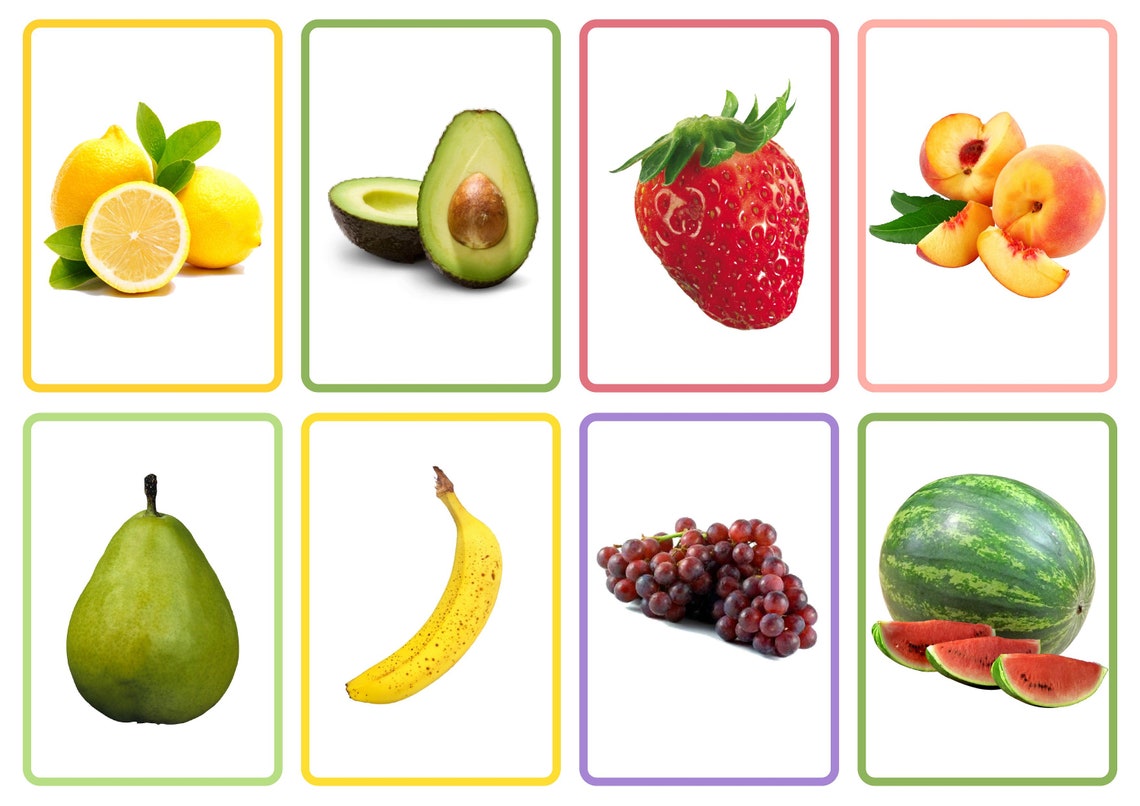 Fruits and Vegetables Flashcards Printable Download Montessori Style