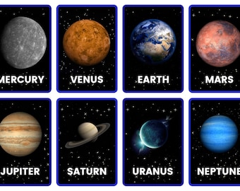 Solar Systems and Space Flashcards (Set of 48) - PRINTABLE PDF Digital Download