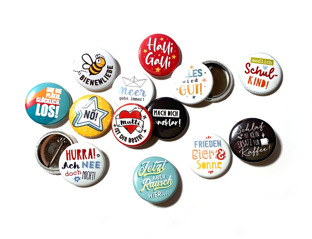 Pinback Buttons mit lustigen Sprüchen und Illustrationen Etsy.de