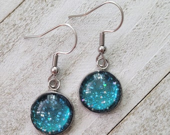 Repurposed Color Street earrings Prism FX Glitter 12mm earrings