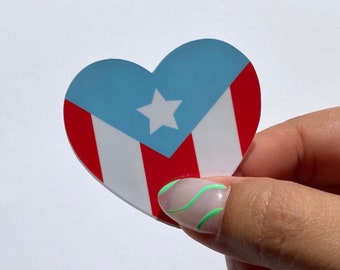 Pegatina de corazón con la bandera de Puerto Rico / Pegatina de la bandera de Puerto Rico / Pegatina de Puerto Rico