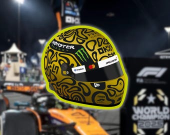 Pegatina para casco de campeonato de Lando Norris / Pegatina de Lando Norris / Pegatina de F1