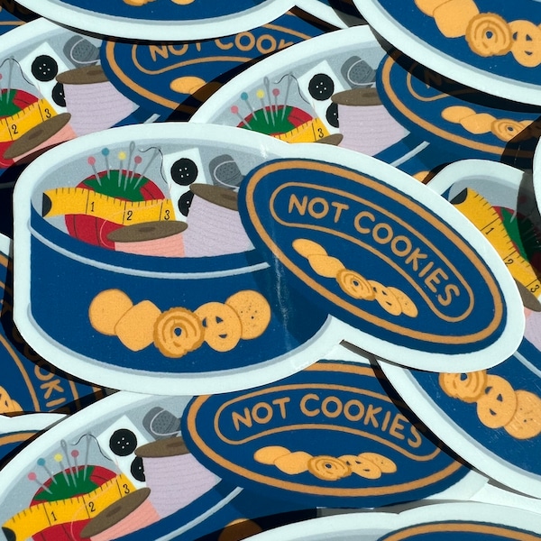 Not Cookies Sticker | Abuelita Sewing Kit Sticker | Royal Dansk Cookies Sticker | Puerto Rico Sticker | Latino Sticker