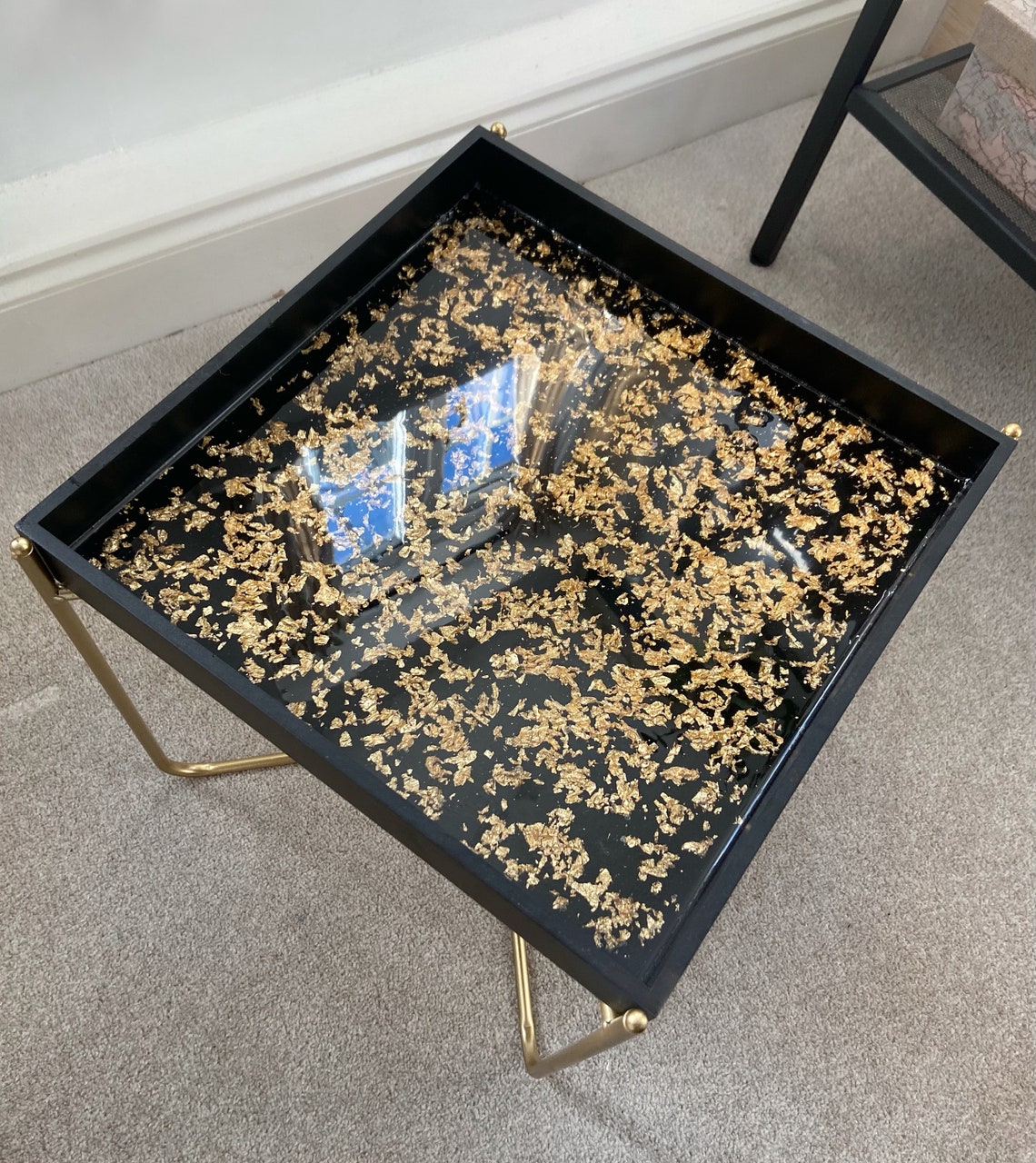 Custom Gold Leaf Tray Table Etsy