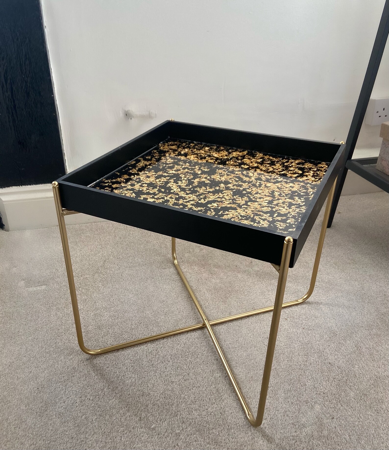Custom Gold Leaf Tray Table Etsy