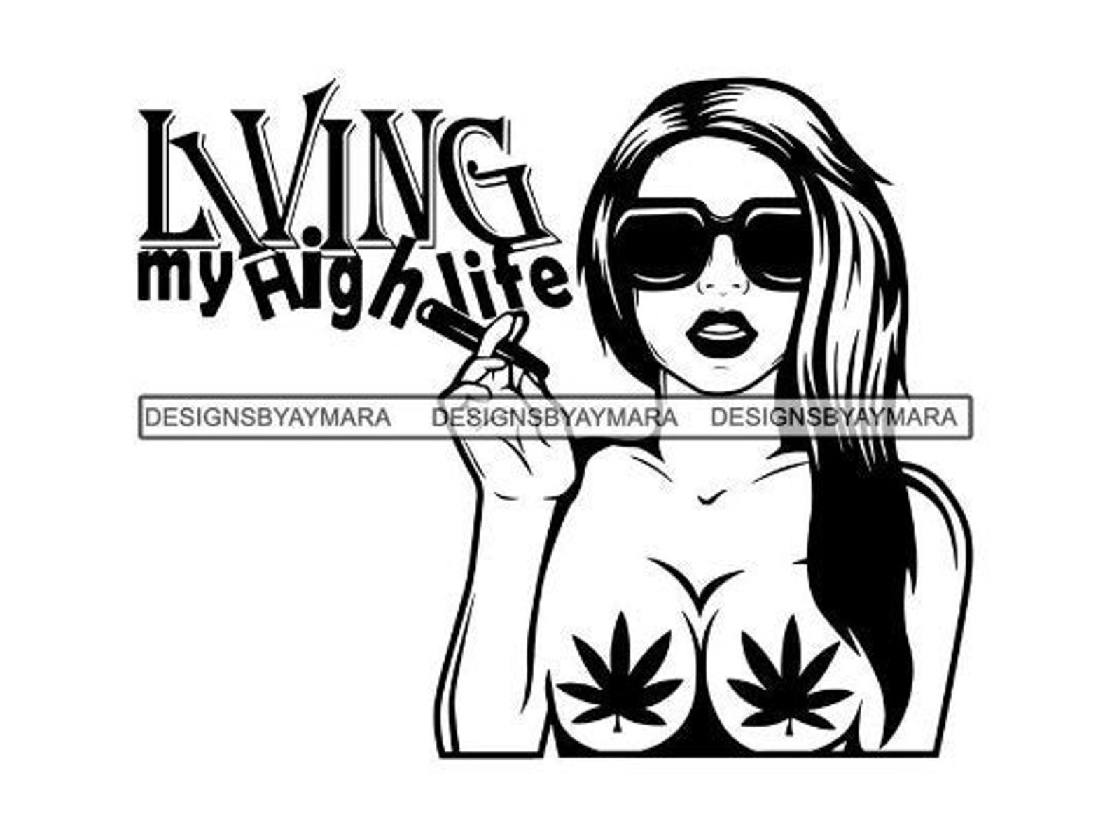 Woman Smoking Bong Blunt Weed Cannabis 420 Medical Marijuana Etsy