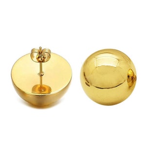 Stainless Steel Half Ball Round Bold Dome Stud Hypoallergenic Earring