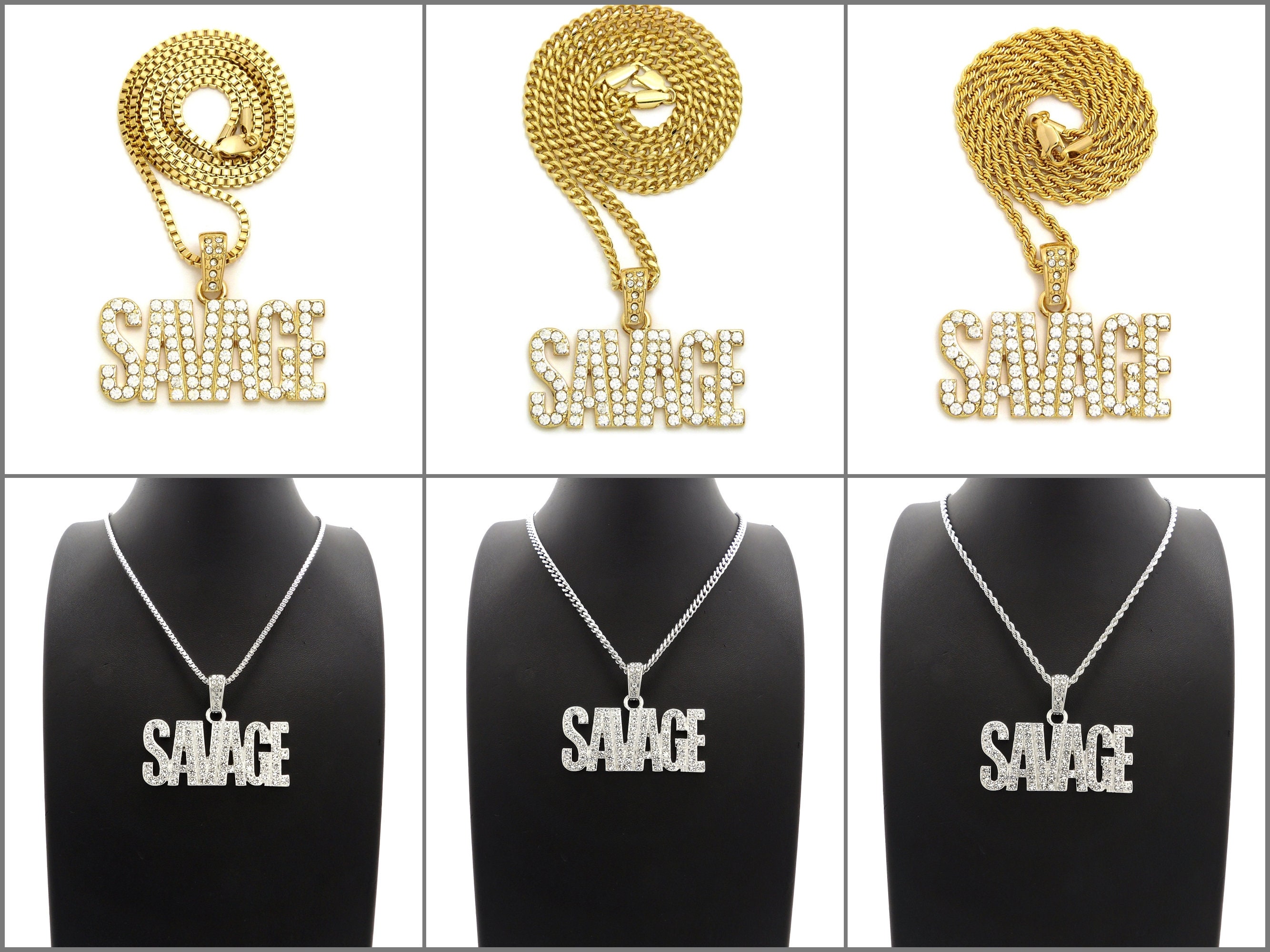 Bling Savage Initial Letters Necklace for Women Stainless Steel 26