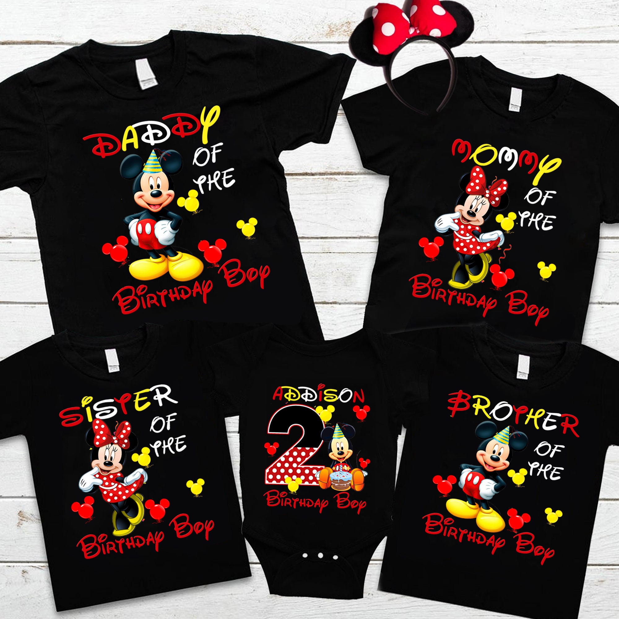 Discover ミッキーマウスの誕生日シャツ、ミッキーマウスの男の子用シャツ、ミッキーの誕生日Tシャツ、お揃いのファミリーシャツ