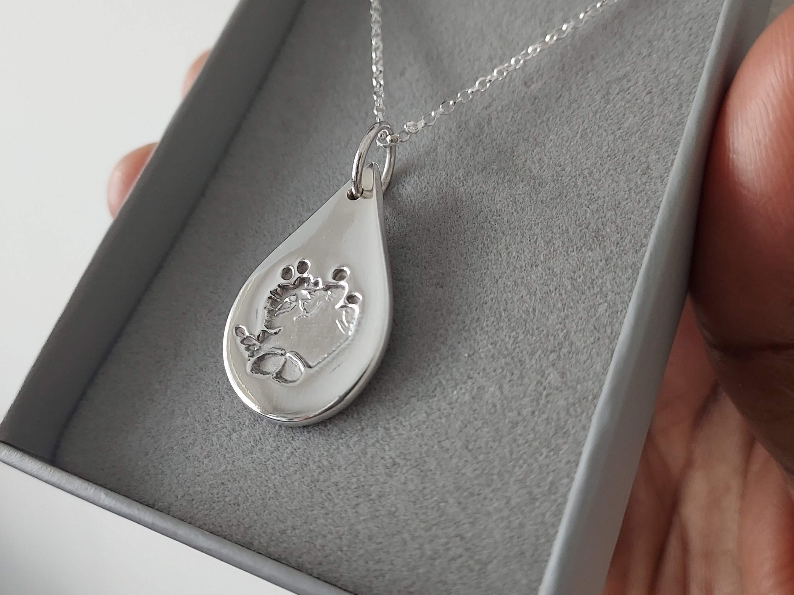 Hedgehog Necklace, Pygmy Hedgehog Paw Print Necklace, Personalised