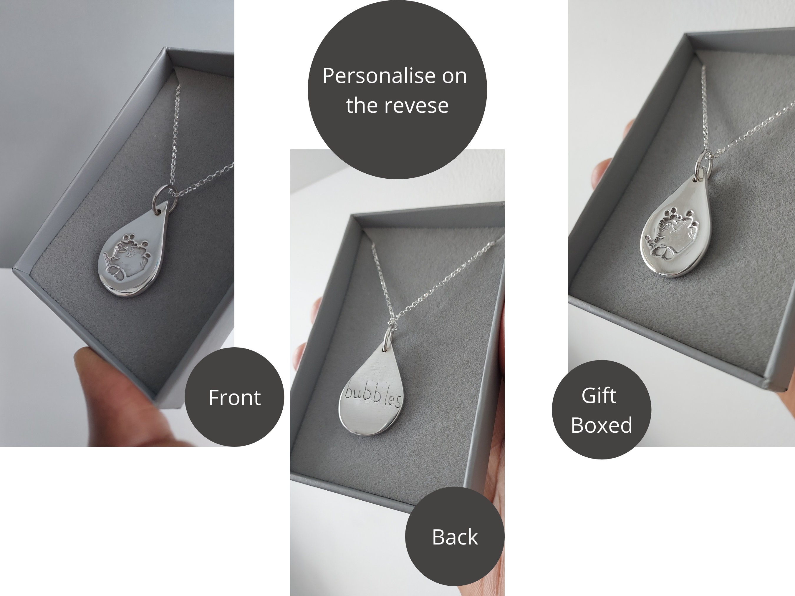 Hedgehog Necklace, Pygmy Hedgehog Paw Print Necklace, Personalised