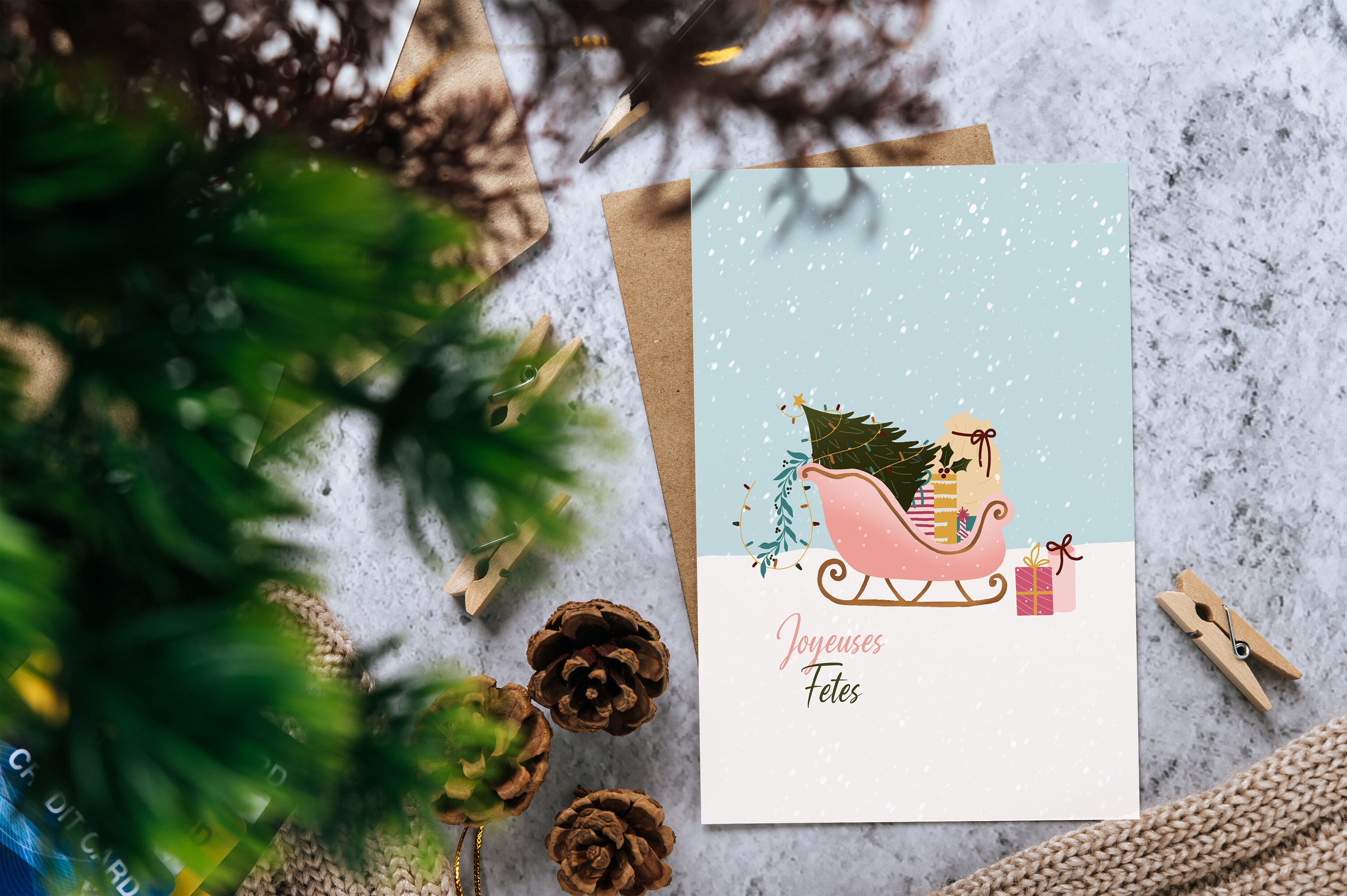 Affiche Pour Les Fêtes - Traineau