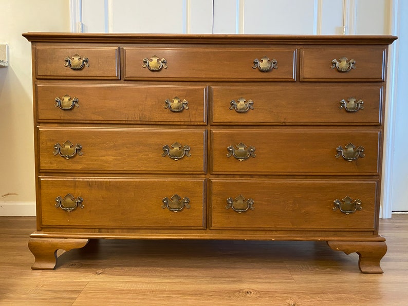 Vintage Ethan Allen Baumritter 9 Draw Dresser Etsy