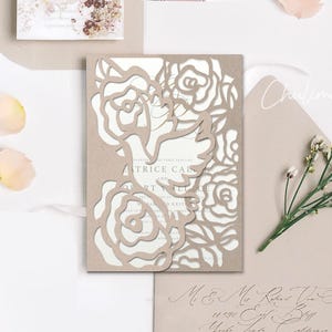5x7 Bird and Roses Gate-fold Wedding Invitation laser cut Template with RSVP card, Birthday invitation, lace svg, wedding invitation svg