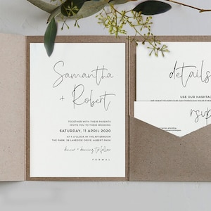 5 x 7 minimalistische gevouwen Cricut bruiloft uitnodiging sjabloon, bruiloft envelop, Valentijn uitnodiging bruiloft douche, minimale uitnodiging