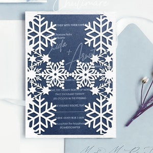 5x7 Snowflake winter Gate-fold Wedding Invitation laser cut Template, Birthday invitation, wedding invitation svg, wedding invitation flower