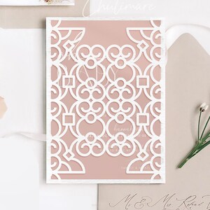 5x7 Kolonial Muster Tor-Fold Hochzeitseinladung Laser geschnitten Vorlage, Geburtstagseinladung, Hochzeitseinladung svg, Boho Hochzeitskarte