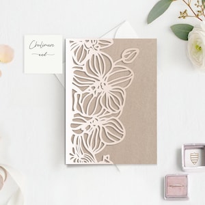 5x7 Grand Orchid Tri-Fold Cricut Hochzeitseinladungsvorlage, Hochzeit Umschlag Laser geschnittene Kartenvorlage, Silhouette Cameo, Cricut ScanNcut