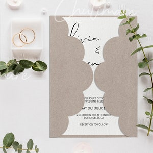 5x7 Minimal Arc Gate-fold Wedding Invitation laser cut Template, Birthday invitation, wedding invitation svg, minimal invitation svg